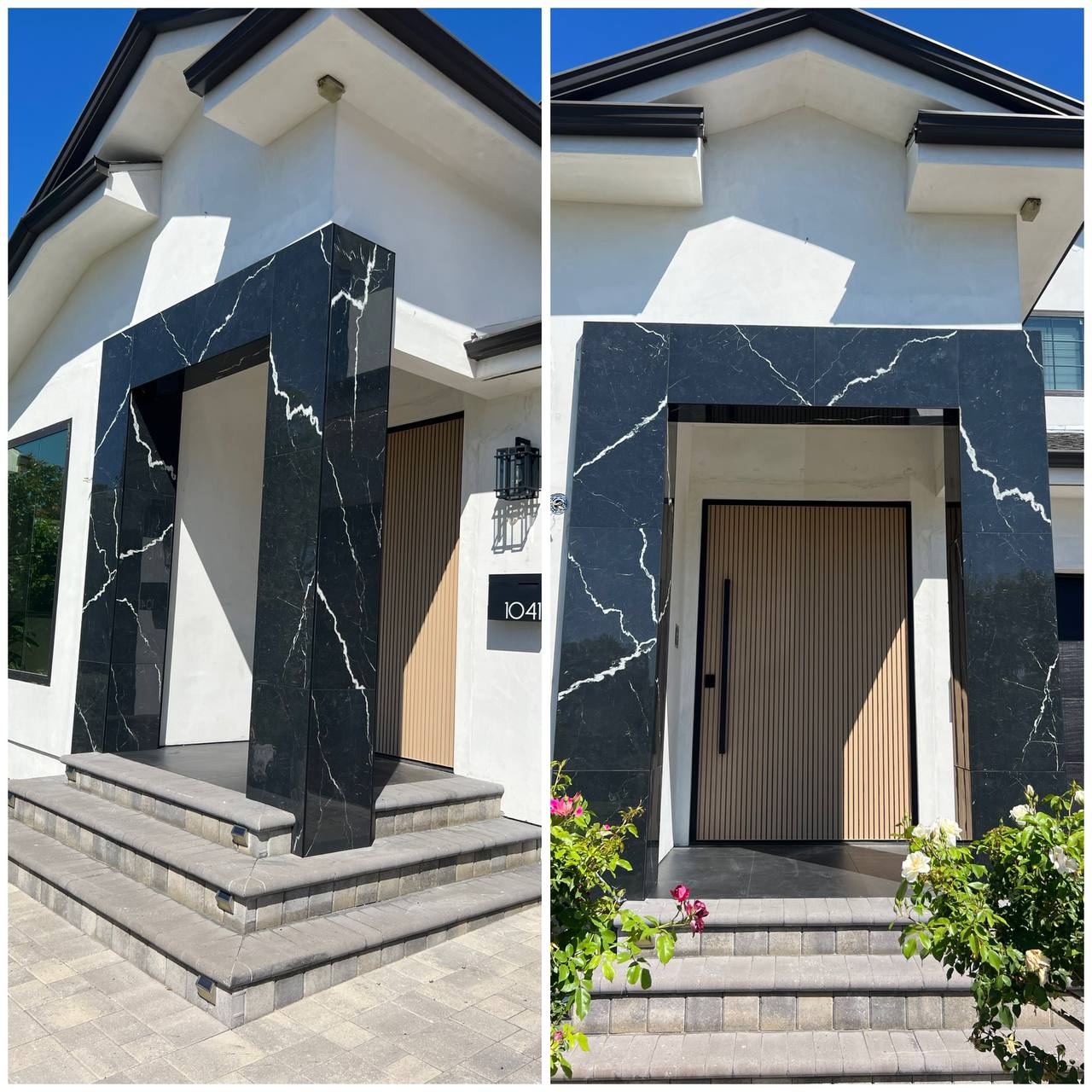 Black marble entry facade